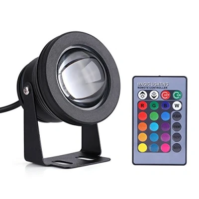 Imagen de Qiilu 10W 12V RGB Luz subacuática LED Lámpara de acuario Pond IP68 Impermeable para Yate Marine Boat(negro)