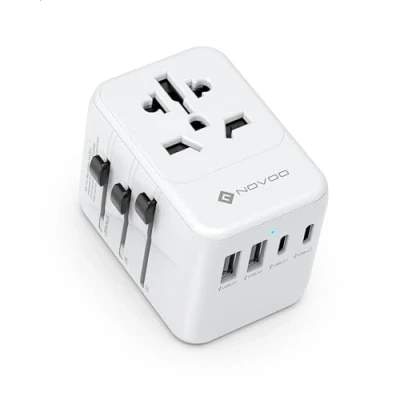 Imagen de NOVOO Adaptador Enchufe Universal, de Universal Viaje PD 21W con 2 USB y Tipo C, Travel Plugs para EU， USA, UK, NZ, Australia, China, Japón