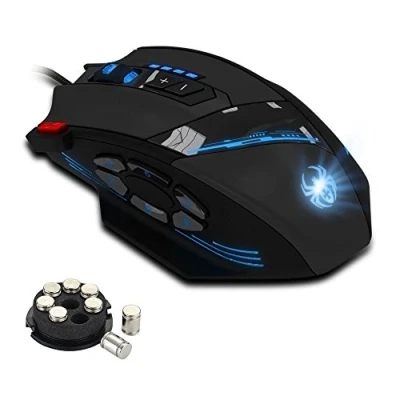 Imagen de zelotes Ratón Gamer con cable,Ratón ergonómico para juegos,12 botones programables,4000DPI Mouse Computadora,Ratón óptico cable USB,Ratón de juego PC,Mac