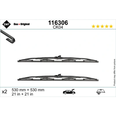 Imagen de Limpiaparabrisas Swf 116306 530, 530mm delante Escobillas con arco para vehíc. volante a la izquierda VOLKSWAGEN: TRANSPORTER 4, 4 Bus