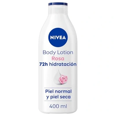 Imagen de NIVEA Loción corporal Rosa (400 ml), crema con aceite de argán y fragancia rosa, hidratante para 72 horas hidratación profunda completa
