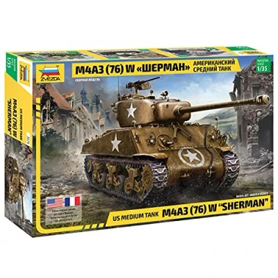 Imagen de Zvezda 3676 1:35 M4A3 (76) W Sherman Modellbauz,Kunststoffbauskitz, Bauatz zum Montage ausbauen, detaillebilung, unlacken