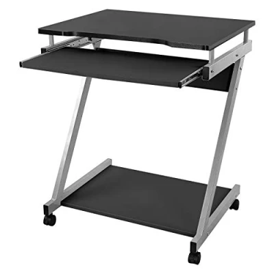 Imagen de VASAGLE Escritorio de la Computadora, Mesa Ordenador en Forma Z, para Hogar o Oficina, Negro LCD811B
