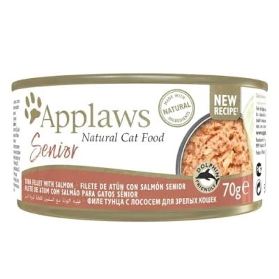 Imagen de APPLAWS Cat Senior Lata ATUN Y Salmon 24X70GR
