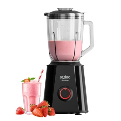 Imagen de Solac Batidora de Vaso Solution BV6785 1500W, Jarra cristal graduada 15L, Cuchilla desmontable inox con 4 filos, 2 velocidades + Pulse, Pica hielo, medidor 50ml, Apta lavavajillas
