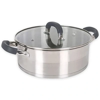 Imagen de Quttin Cacerola Profesional Induccion, Cocina Horno Acero Inoxidable Antiadherente. Cazuela Mediana Con Tapa. Apta Para Todo Tipo de Cocinas. Inducción, Gas, Vitro. 26 cm. Modelo Heleom
