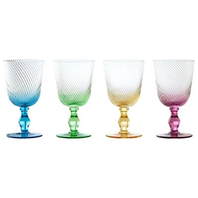 Imagen de Anton Studio Designs Juego de 4 Copas Vino Swirl Cristalería Cocina Para Perfecto Tu Colección en Casa.