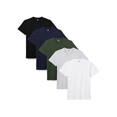 Imagen de Lower East LE156 Camiseta para Hombre, Blanco/Negro/Gris/Azul/Verde (Paquete de 5), S