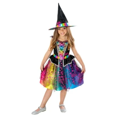 Imagen de RUBIES Disfraz Barbie Witch Deluxe para niñas, Vestido multicolor y sombrero, Oficial Mattel Halloween, Carnaval, Navidad cumpleaños