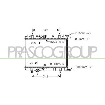 Imagen de PRASCO CI422R017 Radiador, refrigeración del motor Aluminio 380 544 23 Aletas unidas mecánicamente PEUGEOT: 206 Hatchback, 307 Hatchback