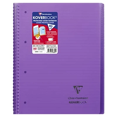 Imagen de Clairefontaine 596804C Cuaderno de espiral Koverbook rojo A4+ 22,5 x 29,7 cm 160 páginas desmontables alineadas con márgenes Papel blanco 90 g Cubierta polipro