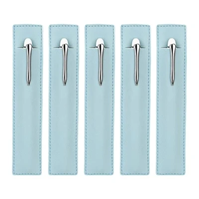 Imagen de Fatiya Funda de Cuero para Bolígrafo, Bolígrafo Único, Organizador Protectora Suave Lápiz Táctil, Lápices, Paquete 5 Azul