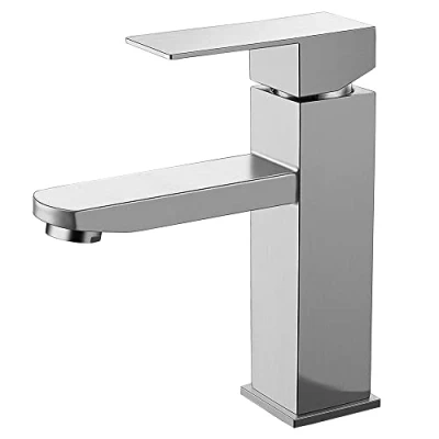 Imagen de grifo lavabo acero inoxidable monomando agua fria y caliente con mangueras incluidas baño grifería para de grifos
