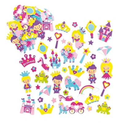 Imagen de Baker Ross Pegatinas de Espuma con Diseños Princesa (Pack 120) para Decorar Tarjetas, Cuadernos, Manualidades y Collages Infantiles