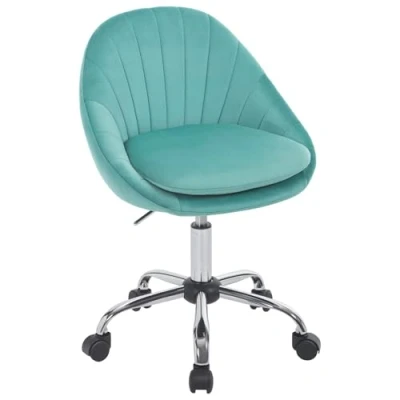 Imagen de WOLTU Silla Escritorio, Oficina con Ruedas, Tocador Giratoria Respaldo Amplio, Ordenador Terciopelo, Ergonómica de Estudio y Salon, Marco Metalico, Turquesa, BS167ts