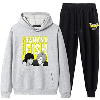 Imagen de keepmore Banana Fish Conjunto de Pantalones con Capucha Disfraz Cosplay Harajuku Sudadera Estampada para Mujeres y Hombres