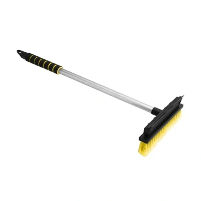 Imagen de ToM PaR Cepillo y Escobillas de Goma 2 en 1 Escobilla barredora Cristales Espejos del Coche Robusto Mango Aluminio Ergonómico, Agarre Suave Longitud: 66 cm Amarillo