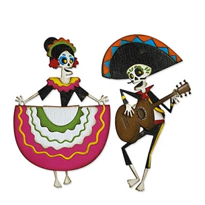 Imagen de Sizzix 664969 Thinlits Juego de troqueles (21 unidades), diseño Día los Muertos Cutting dies, Talla única