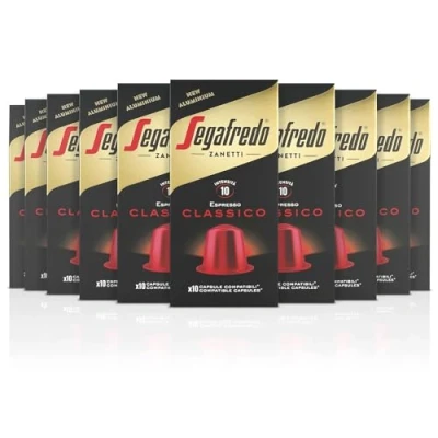 Imagen de Segafredo Zanetti 100 Cápsulas de Aluminio Compatibles con Nespresso Café Clásico Sabor Rico y Armonioso (10 Cajas 10 Cápsulas) Adecuadas para Máquinas Original