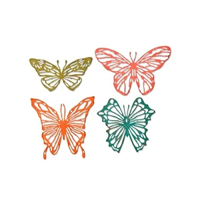 Imagen de Sizzix Set de Troqueles Thinlits 4 pzas 664409 Mariposas Dibujadas by Tim Holtz, Multicolor, Talla única