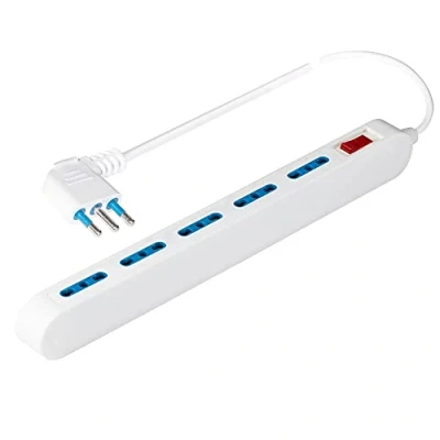 Imagen de POLY POOL PP2524 Ladrón Multitoma Eléctrico SPAZIOZERO PLUS 2300W 5 Tomas Bivalentes 10/16A 2P+T Superslim 23mm Enchufe Pequeño Ahorro de espacio 10A Salida a 90