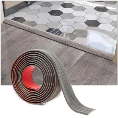 Imagen de Art3d tira de transición suelo vinilo autoadhesiva, laminada, divisora plana para unir huecos suelo, umbral alfombra, 1.57 pulgadas, gris)