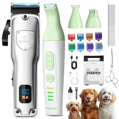 Imagen de FuzzyFix Kit de Premium 4 en 1 Maquina Cortar Pelo Perros, impermeable para Perros y Cortapelos Patas