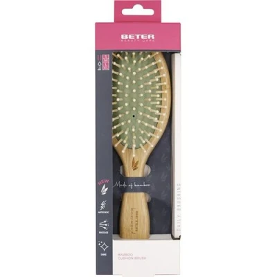 Imagen de BETER cepillo neumático de madera bambú sostenible. Púas para desenredar sin tirones. Ideal pelo rizado. Colección Banwood