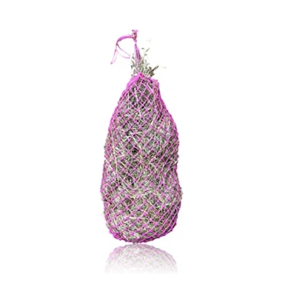 Imagen de Red de heno para caballos, malla estrecha, tamaño 3 x cm, grande, peso relleno a 4 kg (1 rosa)