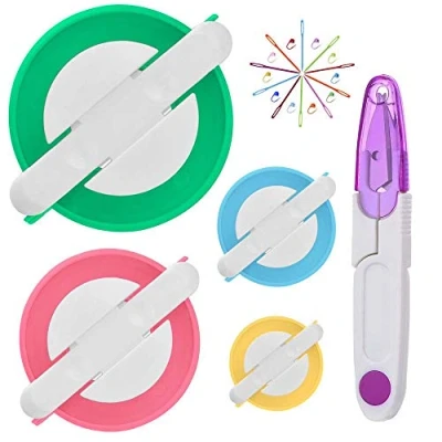 Imagen de Pom Maker, 4 Tamaños Fluff Ball Weaver Needle PomPom Maker Juegos DIY Pompoms Artesanía Doll haciendo Kits Contiene 1 tijeras + 10 marcadores de punto tejer agujas plástico (25)