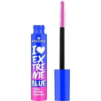 Imagen de Essence Cosmetics Máscara de pestañas voluminizadora I LOVE EXTREME BLUE crazy volume, larga duración, curvar, Volumen extremo, color intenso, 12 ml