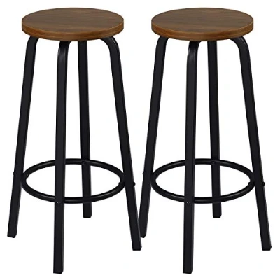 Imagen de WOLTU 2X Taburete de Bar Muebles Cocina Silla Comedor Alto para Salon Estructura Metal, Asiento MDF Blanco BH237ws 2