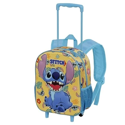 Imagen de Disney Lilo y Stitch Grumpy Mochila 3D con Ruedas Pequeña, Amarillo, 26 x 34 cm, Capacidad 12.5 L