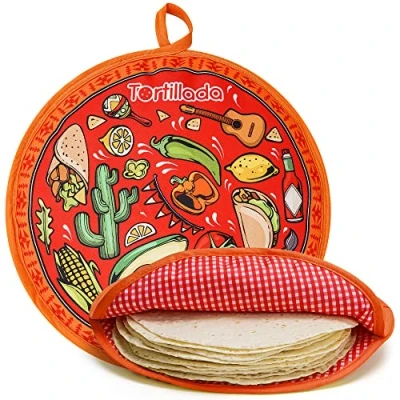 Imagen de Tortillada 30cm Calentador De Tortillas/Contenedor Para Microondas Hecho Algodón/Poliéster (Rojo)
