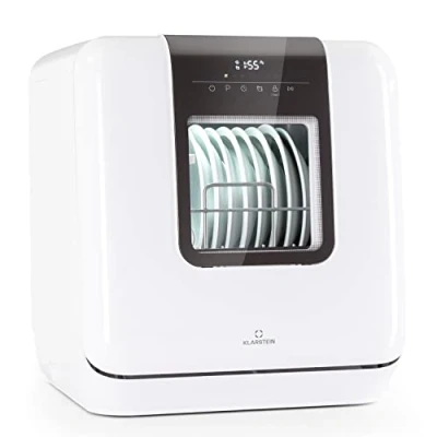 Imagen de Klarstein Lavavajillas Pequeño de Sobremesa, Mini 3 Cubiertos, Portatil Silencioso para Encimera, 7 Programas Lavado, Compacto Casa, Sin Fontanería