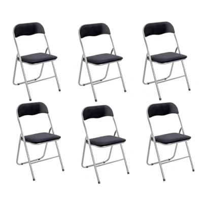Imagen de HAKU Möbel Juego de 6 sillas plegables aluminio, negro, Metal, tejido terciopelo Dim.: AN 45,00 cm x AL 81,00 P cm, Estilo: Moderno