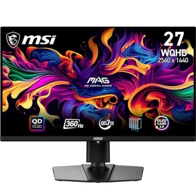 Imagen de MSI mag 271QPX QD OLED 26.5 Inch WQHD Monitor Gaming, 2560 x 1440 Quantum Dot Panel, 360Hz / 0.03ms, 99.1% DCI P3, ΔE≤2, DisplayHDR True Black 400, DP 1.4a, HDMI 2.1, USB Type C