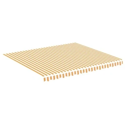 Imagen de vidaXL Tela de Repuesto para Toldo Parte Superior Dosel Lona Recambio Jardín Patio Terraza Balcón Parasol Refugio Impermeable Amarillo y Blanco 4x3,5m