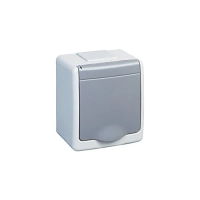 Imagen de Enchufe montado en superficie de 1 compartimento IP44 16A / 250V Schuko la y resistente a humedad.