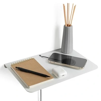 Imagen de etterr Mesita de Noche. Mesa Auxiliar, Mesitas Noche Negra, Dormitorio, Mesillas Dormitorio. (2 Unidades, Blanco, 31 x 21 2 cm.)