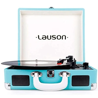 Imagen de Lauson CL604 Tocadiscos Maletín, Bluetooth, USB, Salida RCA, Función Encoding 3 Velocidades, azul