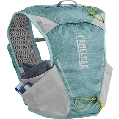 Imagen de CamelBak Ultra Pro Vest W&#039;S 6 L + 2 Quick Stow Flask (S,M,L) Run HIDRATACIÓN, Adultos Unisex, Aqua Sea/Silver, litros
