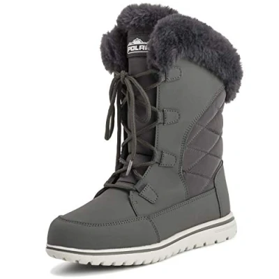 Imagen de Polar Boot Mujer Acolchado Al Aire Libre Cuff Nieve Pato Impermeable Atadura Piel Sintética Botas 6 GRE39 AYC0541