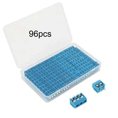 Imagen de GTIWUNG 96 Piezas 5mm 2 Pines/3 Pines PCB Bloque de Terminal Tornillo Montaje, Conector Bloque, Azul, 300V 10A (2Pin 56 Piezas, 3Pin 40Piezas)