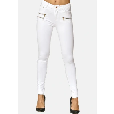 Imagen de Elara Pantalones Elásticos de Mujer Skinny Fit Jegging Chunkyrayan Blanco H86 9 White 48 (4XL)