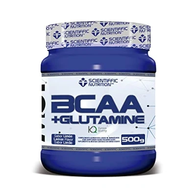Imagen de Scientiffic Nutrition BCAA + Glutamina, Mejor Recuperación Muscular, Aminoácidos Esenciales, Mejora del Rendimiento, Aumento de Energía, en Polvo Sabor Limón, 500g.