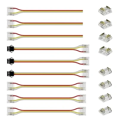 Imagen de PAUTIX Conectores para tira de Luz LED COB RGBIC,juego sin soldadura 3 pines,Conector a macho, conector espacios, cable