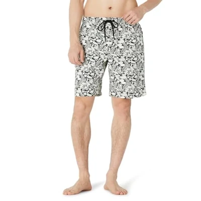 Imagen de Amazon Essentials Traje de Baño 23 Cm Secado Rápido Hombre, Negro Marfil Hojas Tropicales, XXL