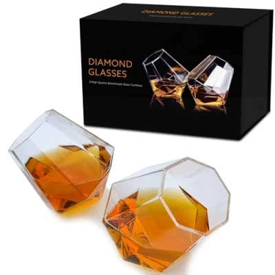 Imagen de Copas de diamante, Juego 2 whisky, whisky fantasía, Giratorias en soporte, Caja regalo