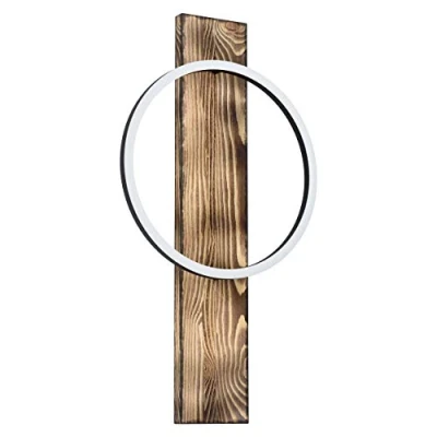 Imagen de Eglo Boyal lámpara de pared led, Aplique 1 foco estilo vintage, rústico. interior acero, madera y plástico, salón, pasillo en negro, marrón blanco